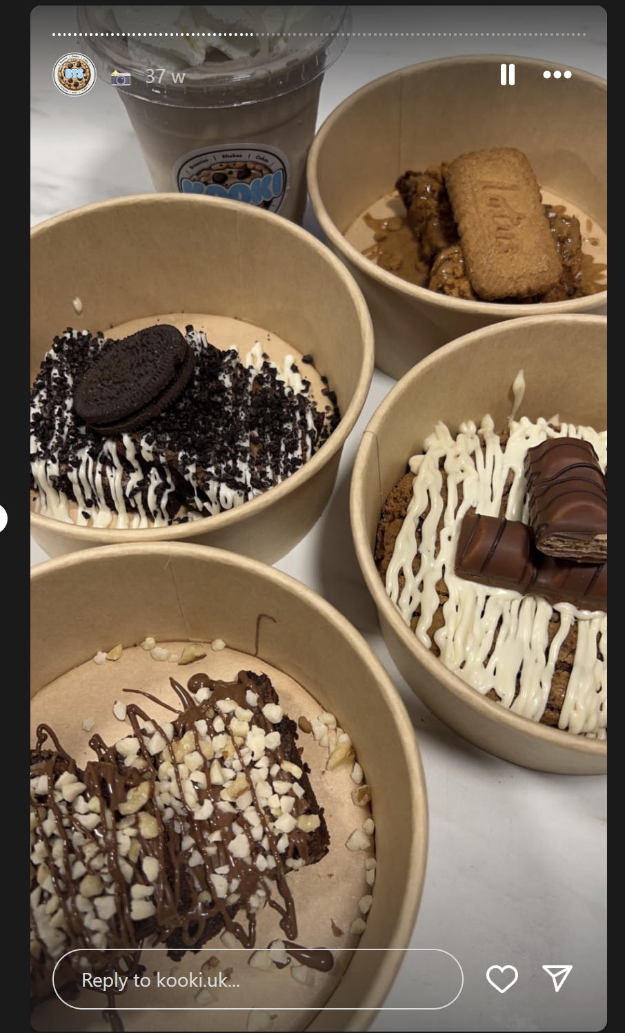 Kooki Batt'r dessert bowls with Oreo and Biscoff toppings