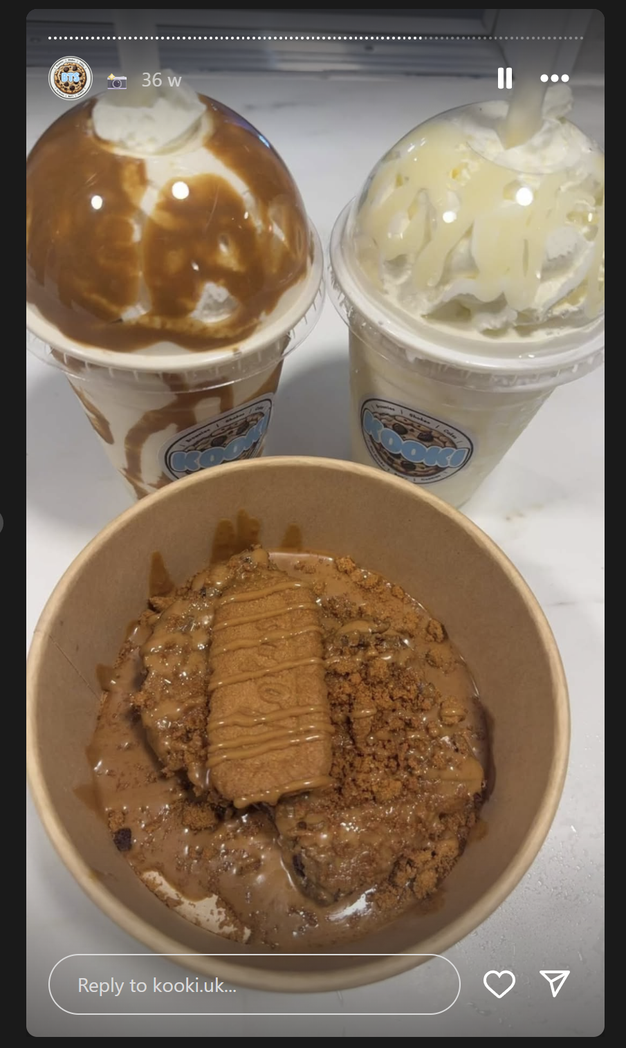 Biscoff dessert bowl with branded shakes